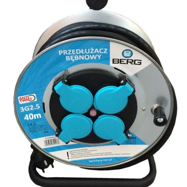 Przedłużacz bębnowy H07RN-F 3x2.5mm 40m Metal 4GN AntiTwist Berg B120000016
