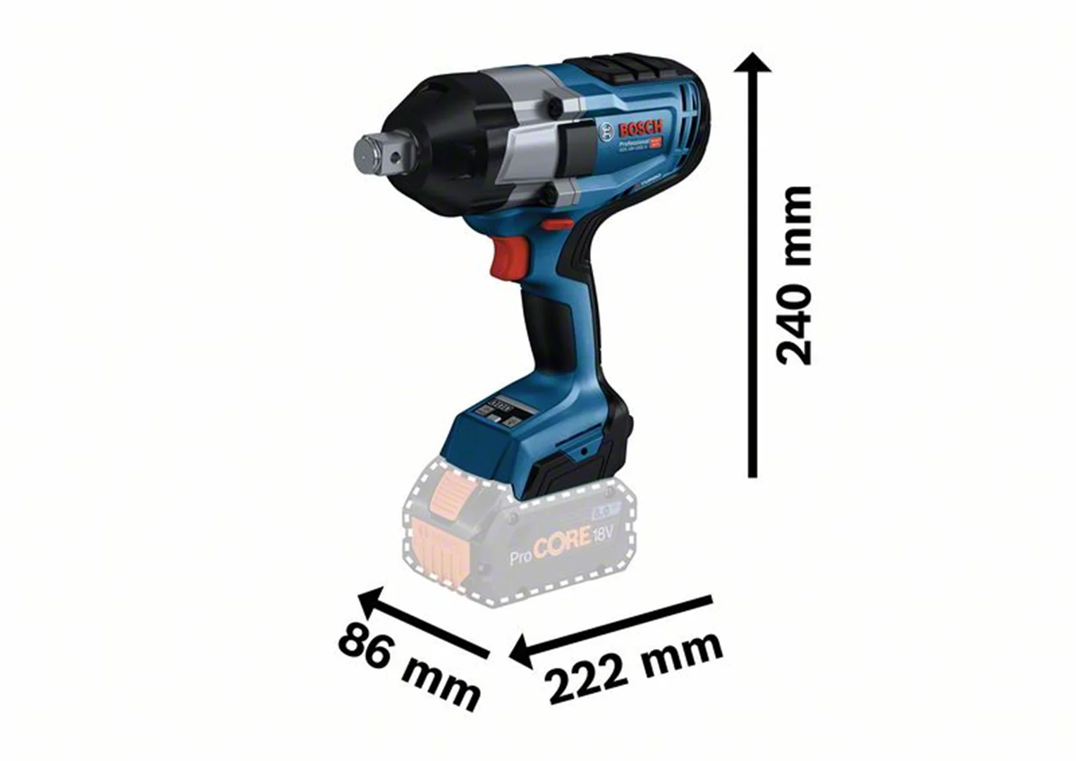 Klucz udarowy Bosch GDS 18V-1050 H 2x5.0Ah - obrazek 2