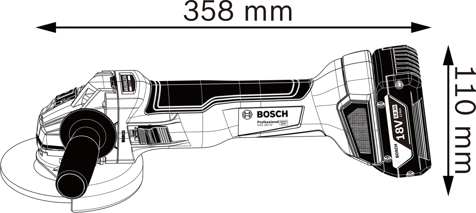 Szlifierka kątowa w walizce Bosch GWS 18V-10 - obrazek 2