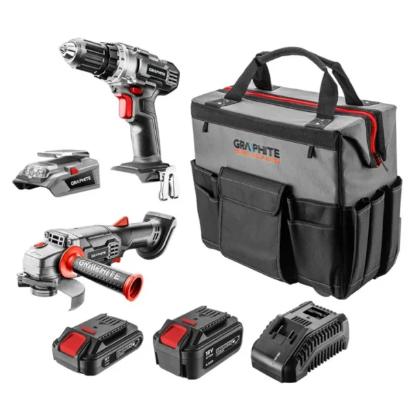 Zestaw elektronarzędzi 18V Graphite Energy+ 58G093-CS 1x4.0Ah, 1x2.0Ah