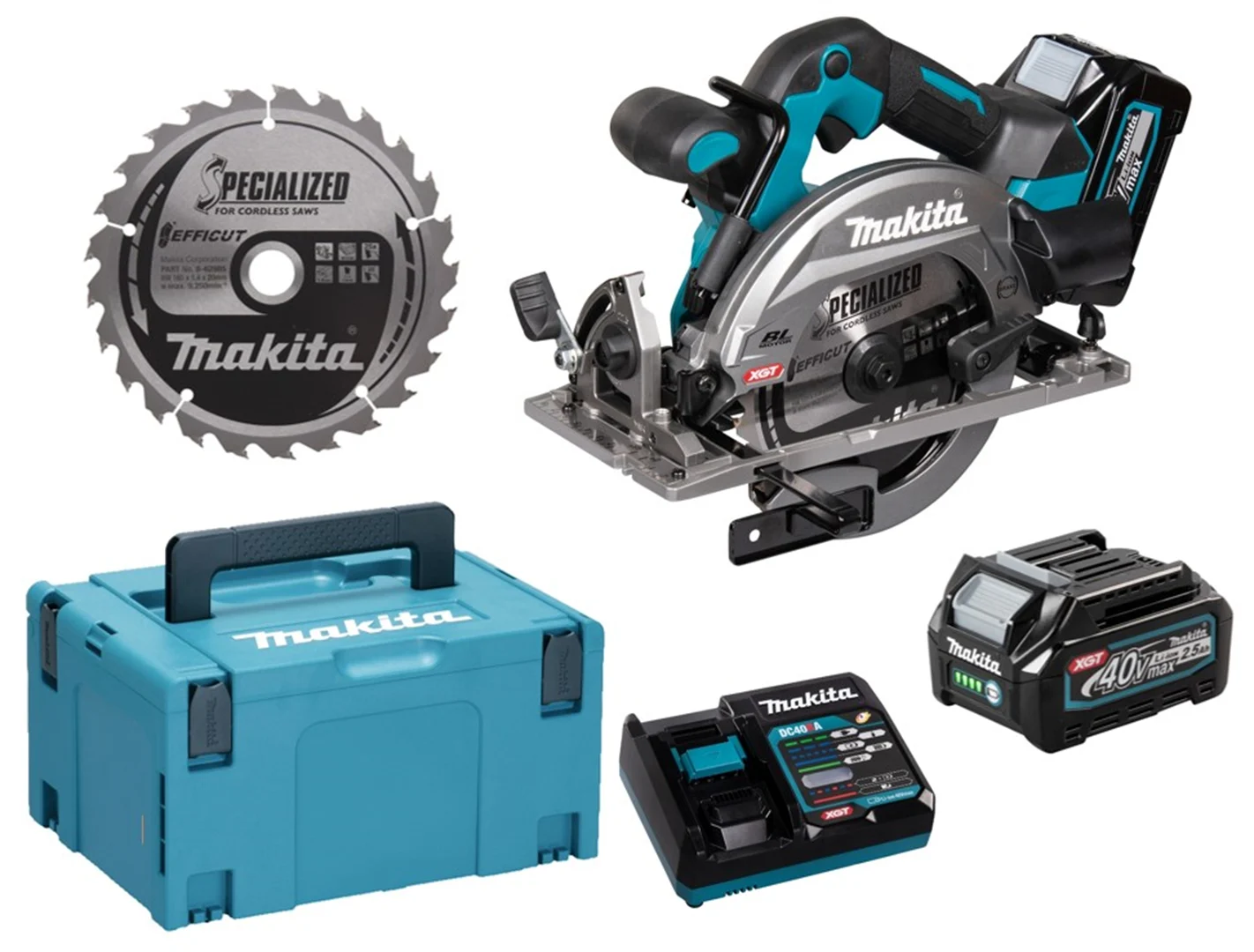 Pilarka tarczowa Makita XGT HS012GD201 2x2,5Ah MAKPAC 3
