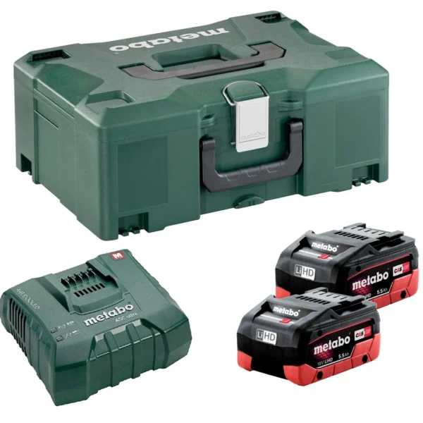 Zestaw 2 akumulatorów 18V LiHD 5.5Ah i ładowarki ASC Ultra w MetaLoc Metabo 685077000