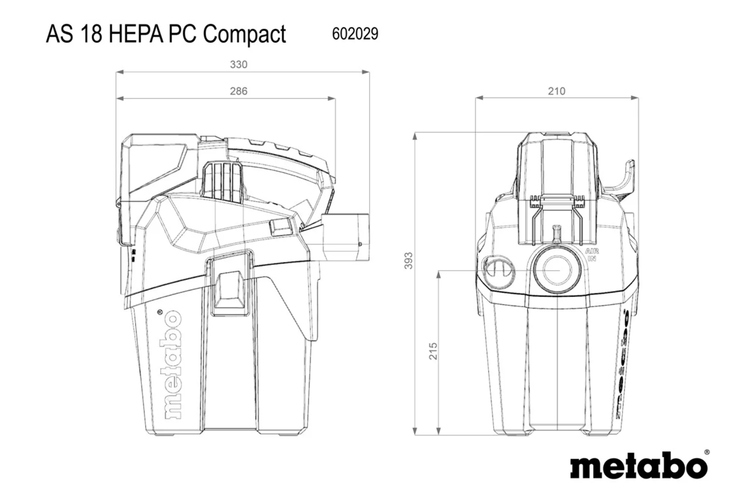Odkurzacz przemysłowy Metabo AS 18 HEPA PC COMPACT - obrazek 2