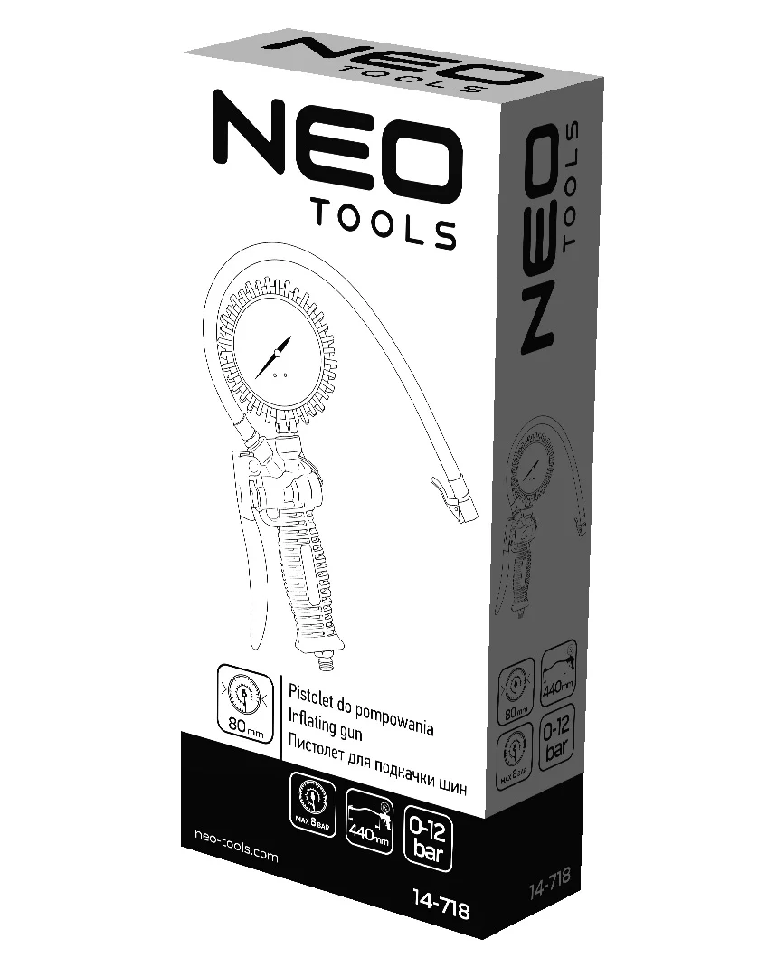 Pistolet do pompowania z manometrem Neo 14-718 - obrazek 2