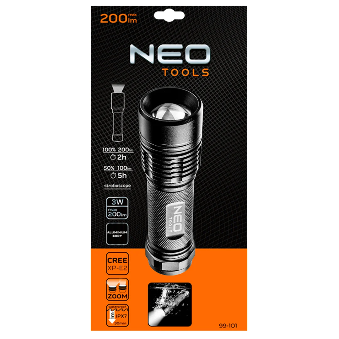 Latarka LED 2w1, zoom Neo 99-101 - obrazek 3