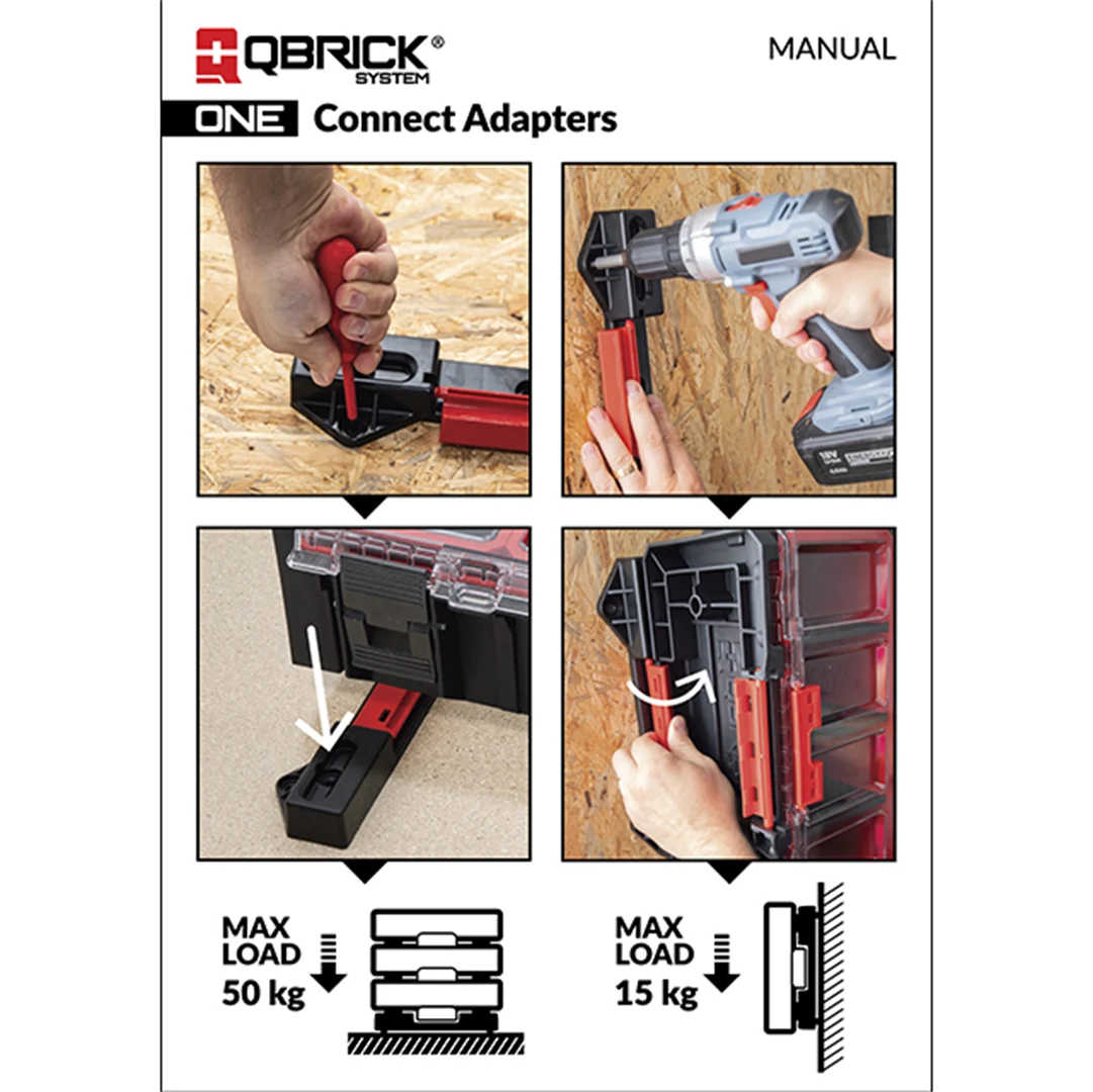 Uchwyty ścienne do skrzyń Qbrick System ONE Connect Adapters - obrazek 2