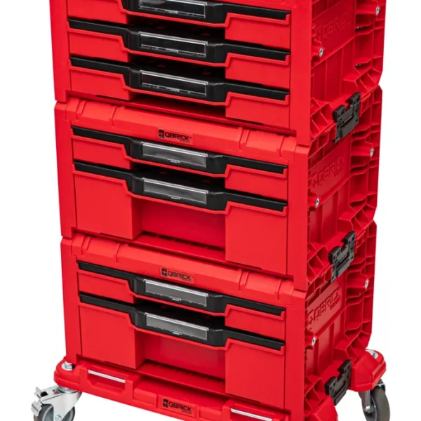 Zestaw szuflad na platformie kołowej Qbrick System PRO 2.0 DRAWER SET EXPERT RED Ultra HD Custom