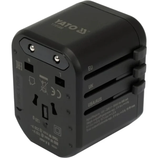 Adapter podróżny uniw. usb, usb-c 18w Yato YT-81300